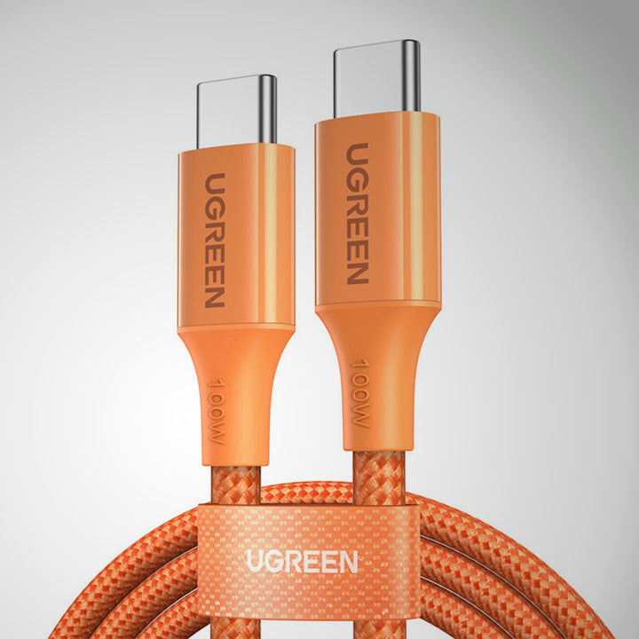 Cable UGREEN USB-C a USB-C PD Fast Charging Braided 5A Max, Orange L502