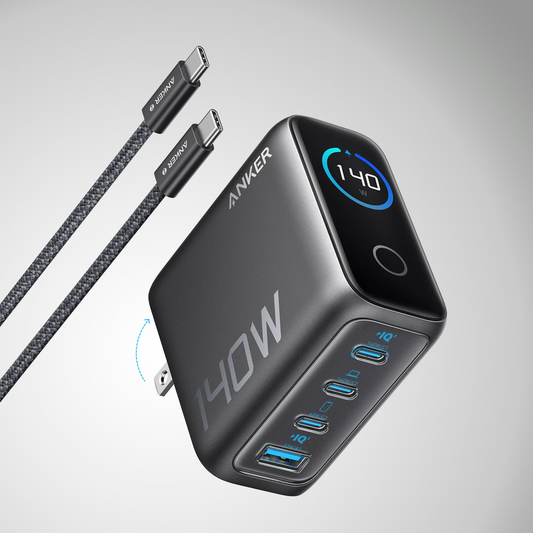 Cargador Anker (140W, 4-Port, PD 3.1) Con Cable USB-C