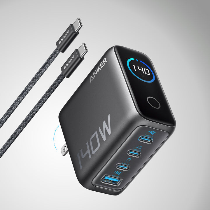 Cargador Anker (140W, 4-Port, PD 3.1) Con Cable USB-C