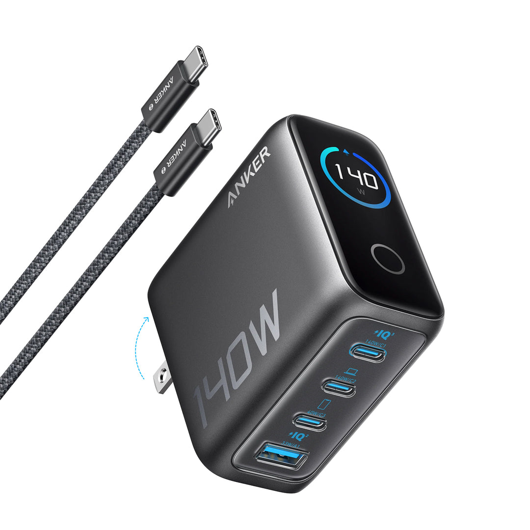 Cargador Anker (140W, 4-Port, PD 3.1) Con Cable USB-C