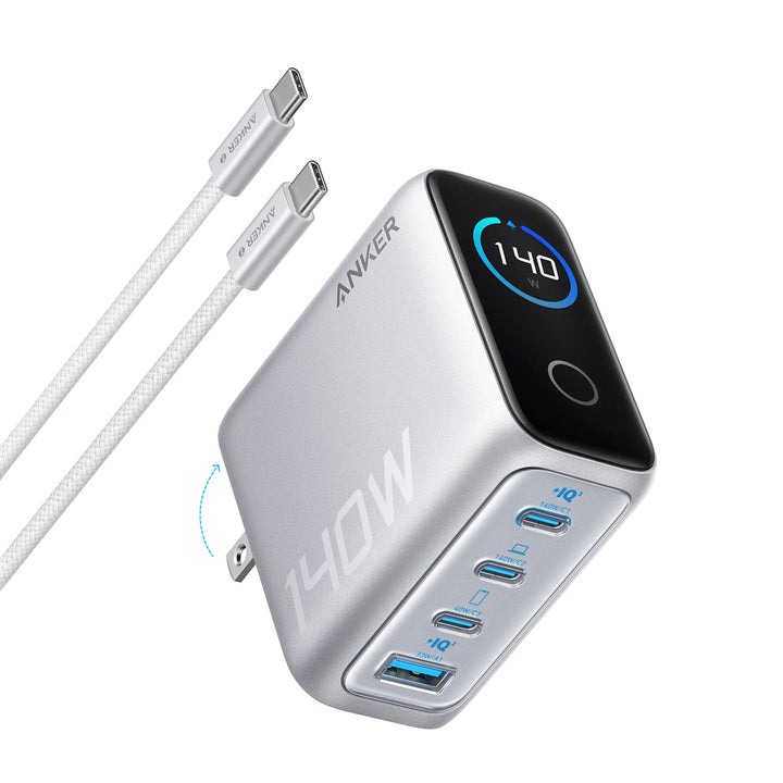 Cargador Anker (140W, 4-Port, PD 3.1) Con Cable USB-C