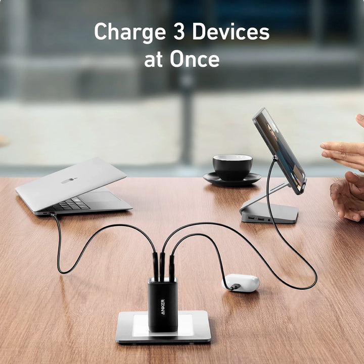 Cargador de Pared Anker Atom II 65W 3 Puertos (2 USB-C + 1 USB-A) GaN II Negro