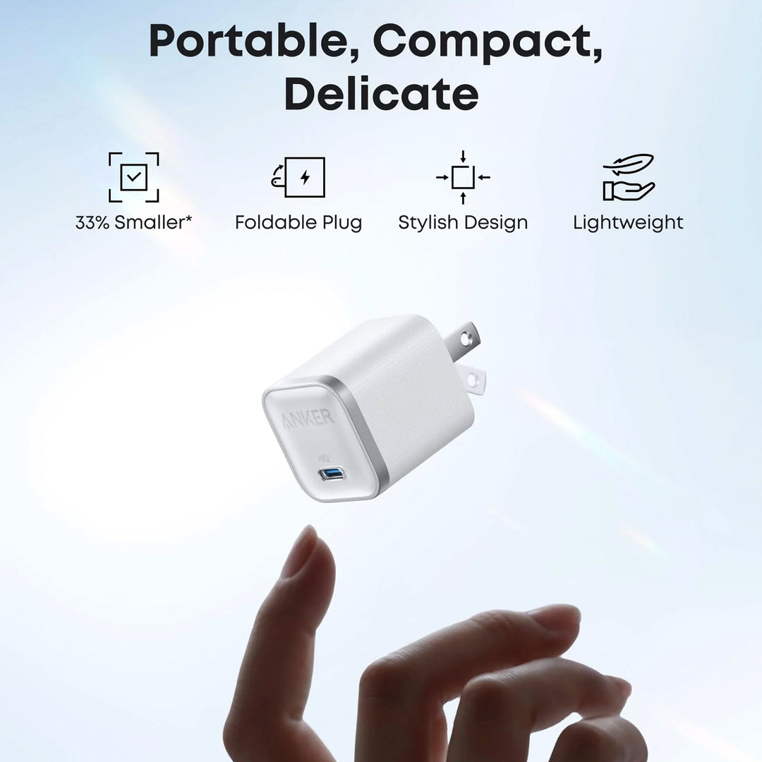 Cargador de pared Anker Nano 45W blanco con cable USB-C a USB-C GaN II habilitado para carga rápida
