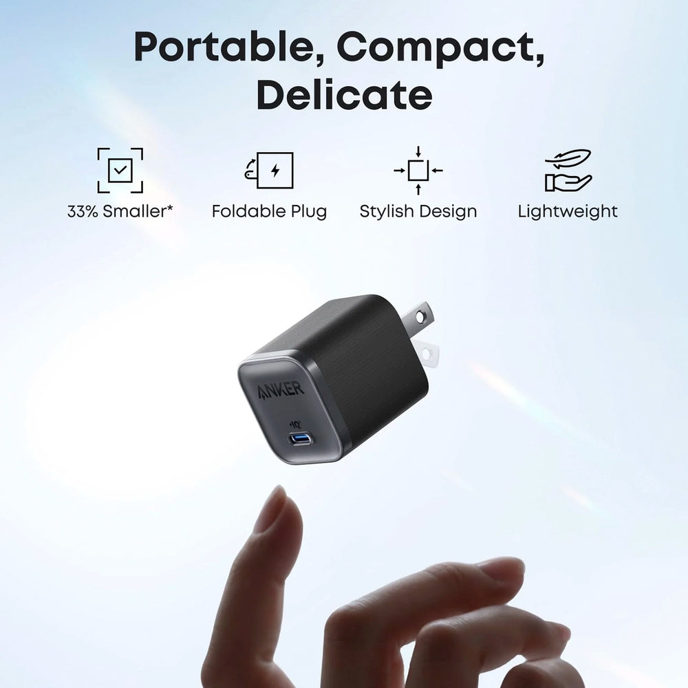 Cargador de pared Anker Nano 45W negro con cable USB-C a USB-C GaN II para carga rápida