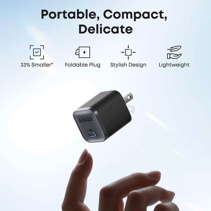 Cargador de pared Anker Nano 45W negro con cable USB-C a USB-C GaN II para carga rápida