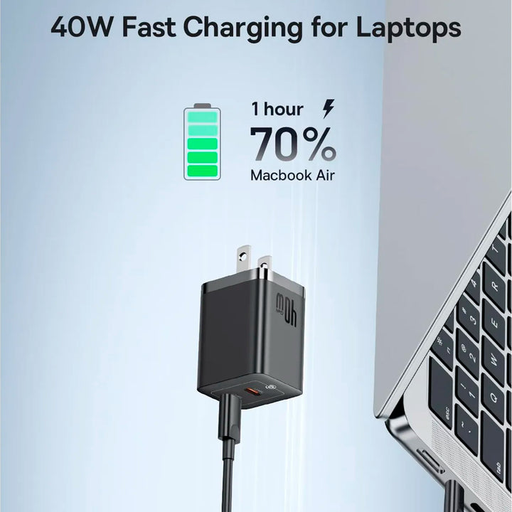 Cargador rápido USB-C Baseus GaN5 Pro 40 W, doble USB-C, enchufe US - Achorao
