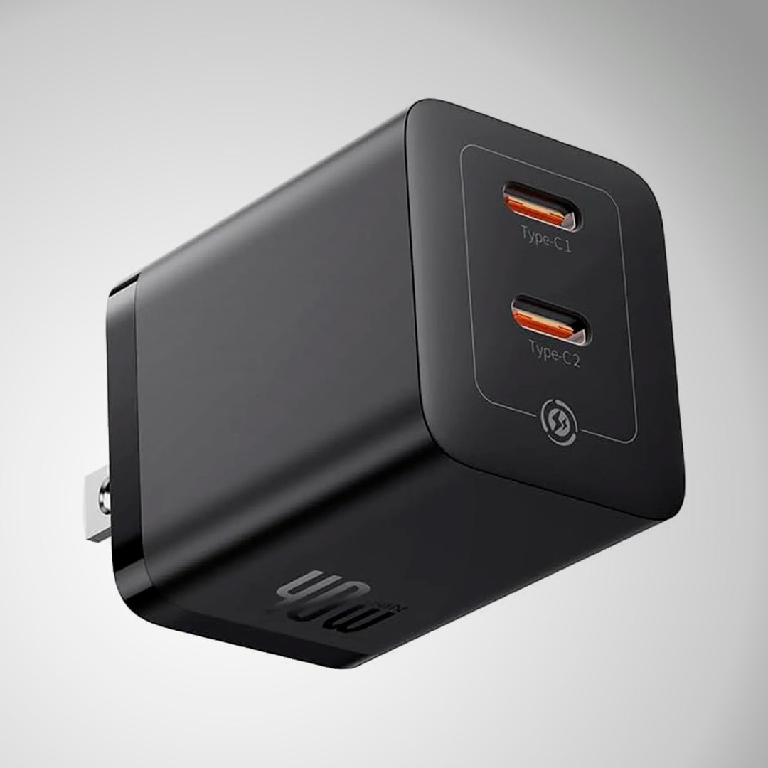 Cargador rápido USB-C Baseus GaN5 Pro 40 W, doble USB-C, enchufe US - Achorao