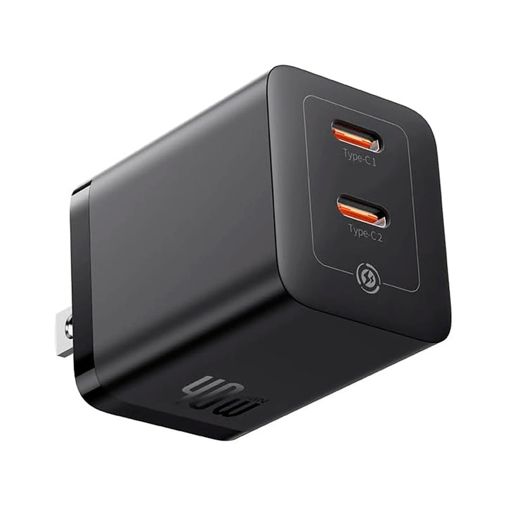 Cargador rápido USB-C Baseus GaN5 Pro 40 W, doble USB-C, enchufe US - Achorao