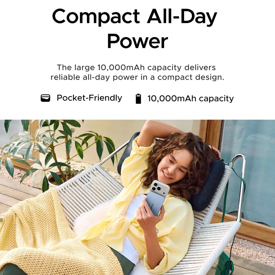 Power Bank inalámbrico imantado UGREEN MagFlow Air 30w 10000mAh, con cable integrado PB570