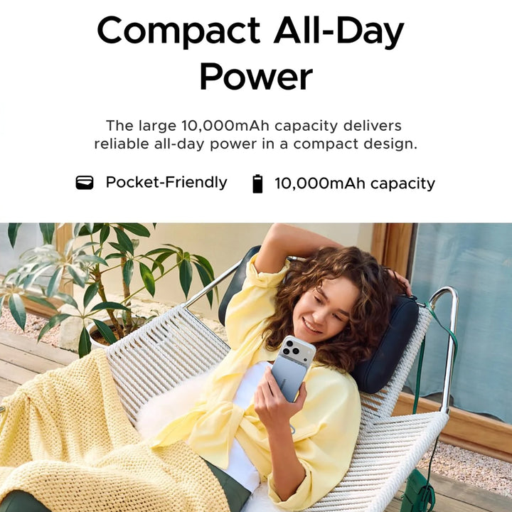 Power Bank inalámbrico imantado UGREEN MagFlow Air 30w 10000mAh, con cable integrado PB570