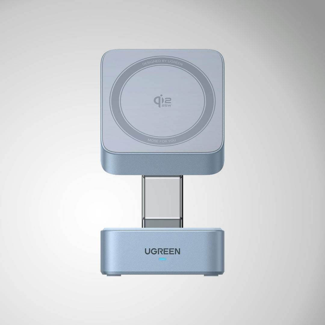 Estaciòn de carga magnética Ugreen MagFlow Qi2 25W MagSafe 2 en 1 W752 - Achorao
