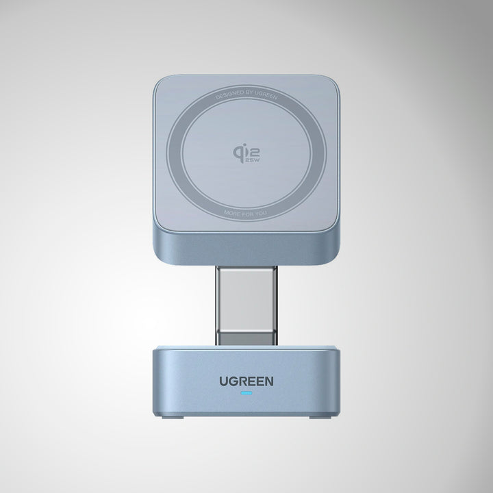 Estaciòn de carga magnética Ugreen MagFlow Qi2 25W MagSafe 2 en 1 W752 - Achorao