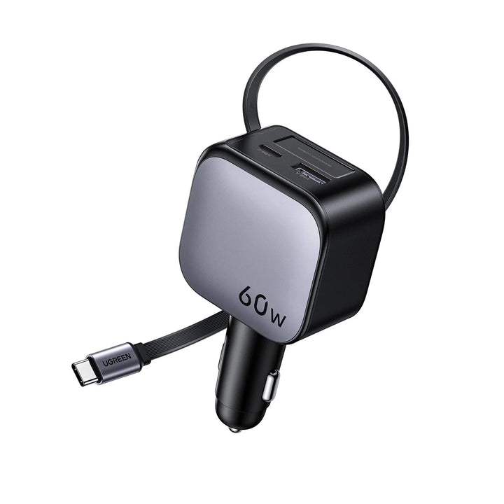 Cargador rápido para auto UGREEN 60W Fast Car Charger with Retractable Cable EC602 55212B