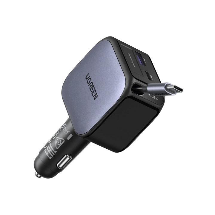 Cargador rápido para auto UGREEN 60W Fast Car Charger with Retractable Cable EC602 55212B
