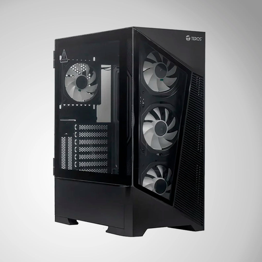 Case gamer TEROS TE-1330G mid tower RGB negro, compatible con placas base E-ATX