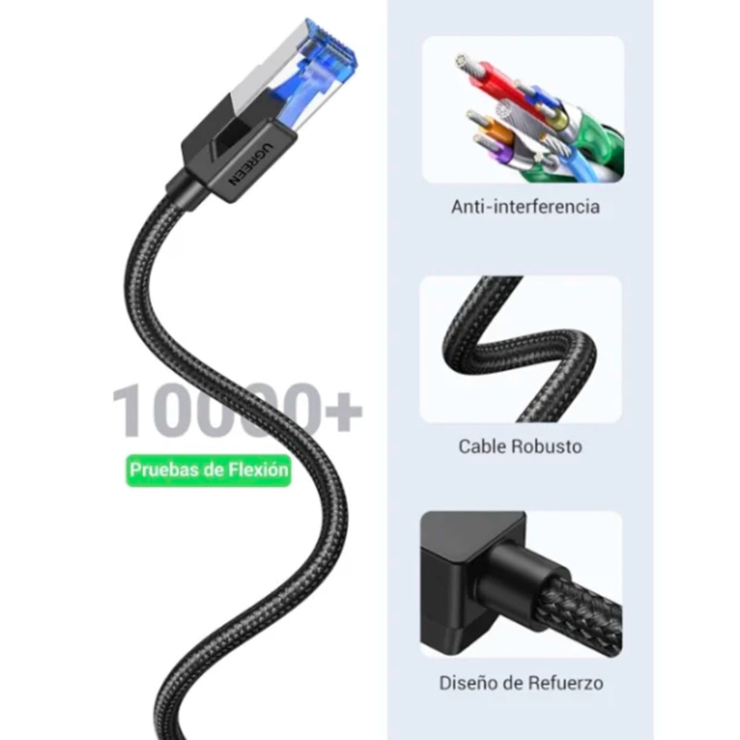 Cable de Red Ethernet CAT8 UGREEN Trenzado 5 Metros, Shielded Round, Modelo NW153