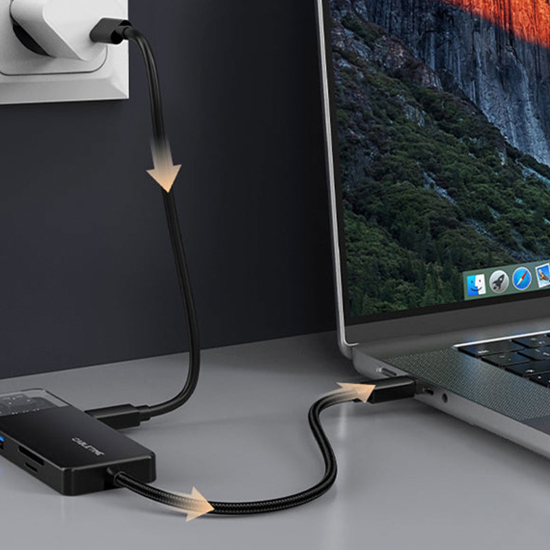 Hub Adaptador USB-C 6 en 1 CABLETIME CB04B | HDMI 4K, PD 100W, USB, Lector SD