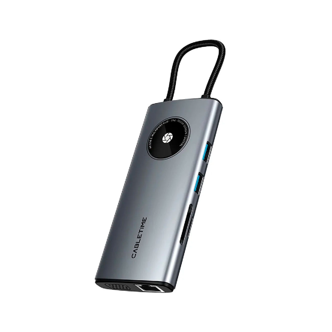 Hub Adaptador USB-C 10 en 1 CABLETIME CB91G | HDMI 4K, PD 100W, Ethernet, VGA, USB 3.0