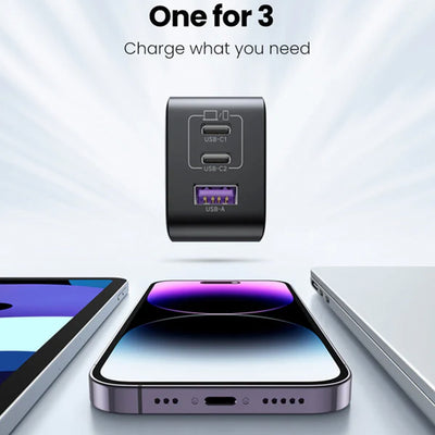 Cargador rápido UGREEN Nexode GaN de 65 W (2C1A) CD244 - Achorao