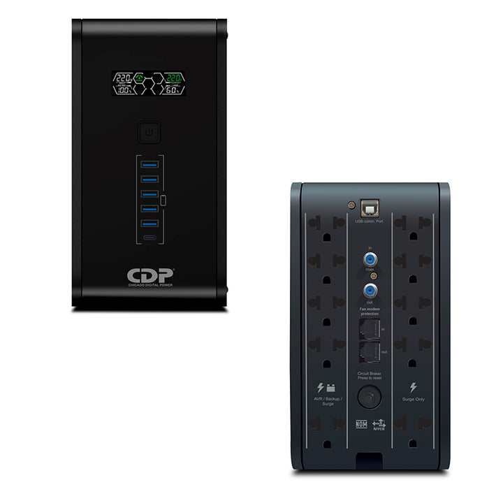UPS Interactivo CDP R-SMART 1510I 1500VA/900W/ 10 SALIDAS / 5 PORT USB-A - Achorao