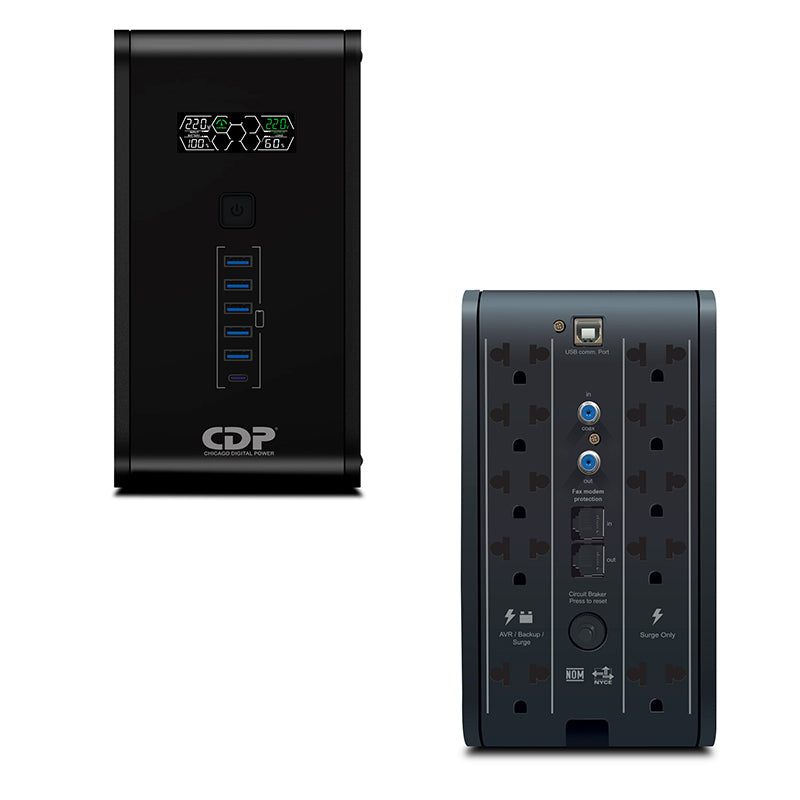 UPS Interactivo CDP R-SMART 2010I 2000A/1200W/ 10 SALIDAS / 5 PORT USB-A - Achorao