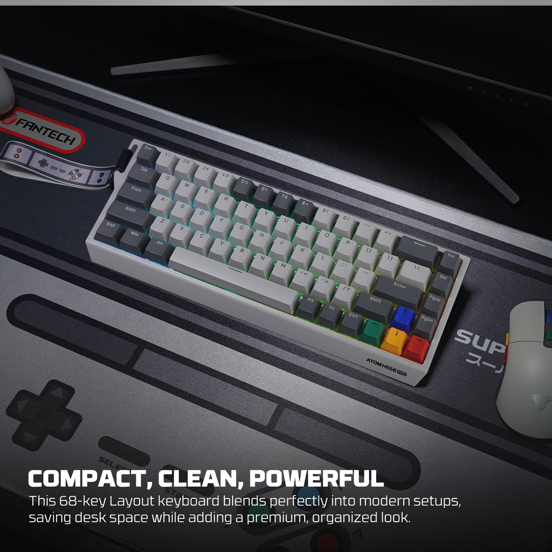 Teclado mecánico gamer FANTECH ATOM HE68 PRO mk922, Super Maxfit