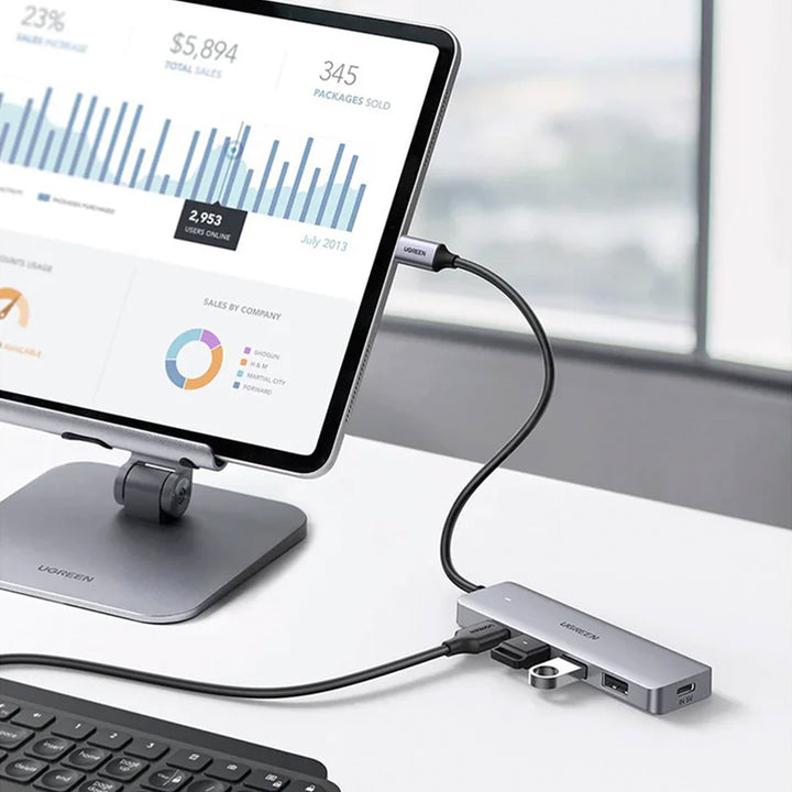 Hub USB 3.0 UGREEN de 4 puertos con fuente de alimentación USB-C CM219 - 70336