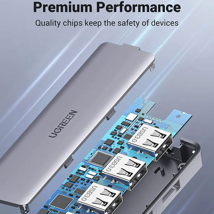 Hub USB 3.0 UGREEN de 4 puertos con fuente de alimentación USB-C CM219 - 70336