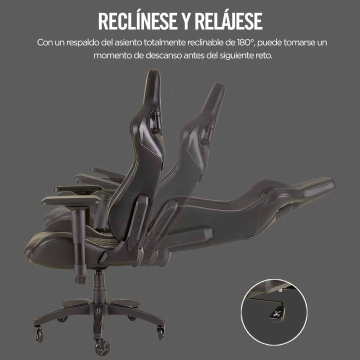 Silla Gamer Corsair T1 Race Diseño inspirado en las carreras – Cómodo exterior de polipiel – Construcción de acero – Apoyabrazos 4D - Achorao