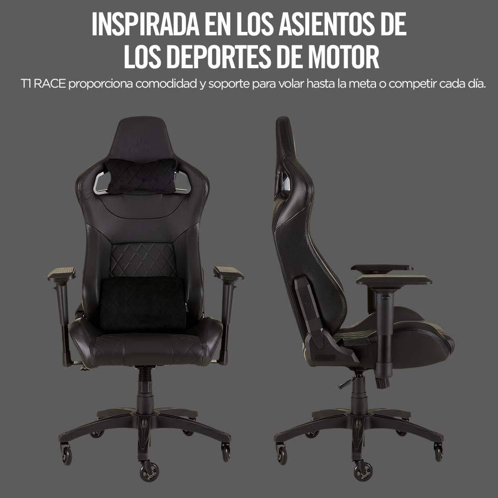 Silla Gamer Corsair T1 Race Diseño inspirado en las carreras – Cómodo exterior de polipiel – Construcción de acero – Apoyabrazos 4D - Achorao