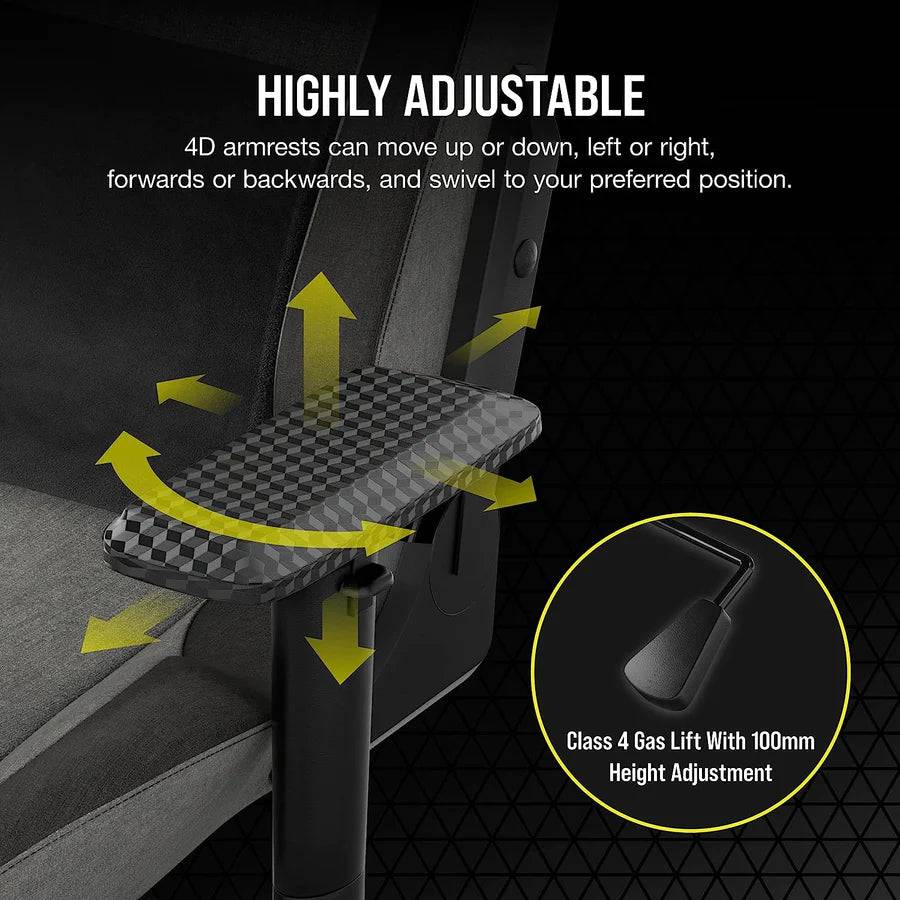 Silla Gamer T3 Rush Corsair C/ Reposabrazos 4D - Material/Tejido(Fabric) - Achorao