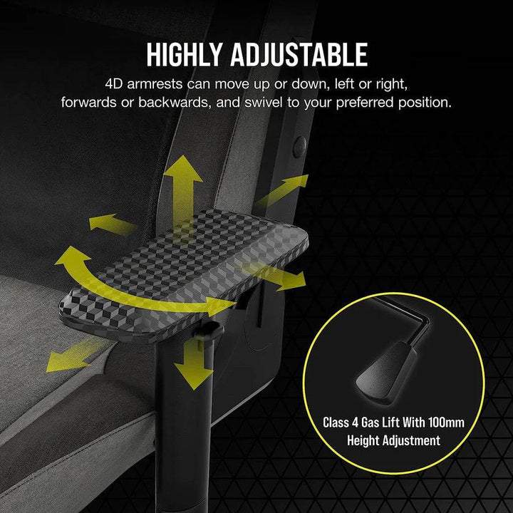 Silla Gamer T3 Rush Corsair C/ Reposabrazos 4D - Material/Tejido(Fabric) - Achorao
