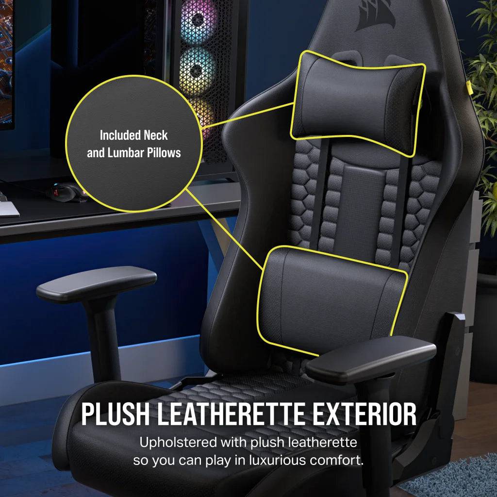 Silla Gamer Corsair TC100 con Reposabrazos 2D, Material (polipiel o textil) - Achorao