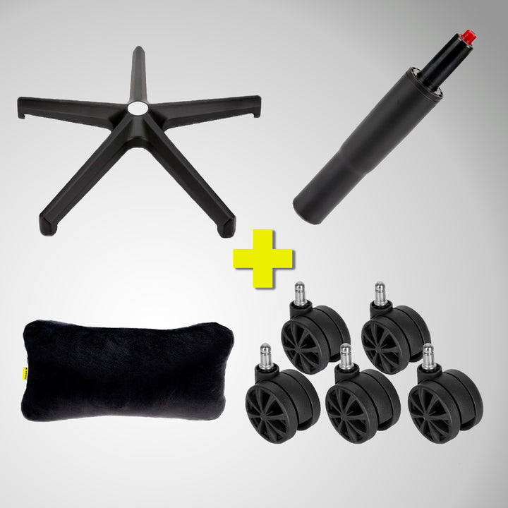 Combo 3 CORSAIR TC200 - Estrella de acero + set de ruedas de 75 mm + cojín cervical viscoelástico + tubo de gas clase 4 - Achorao