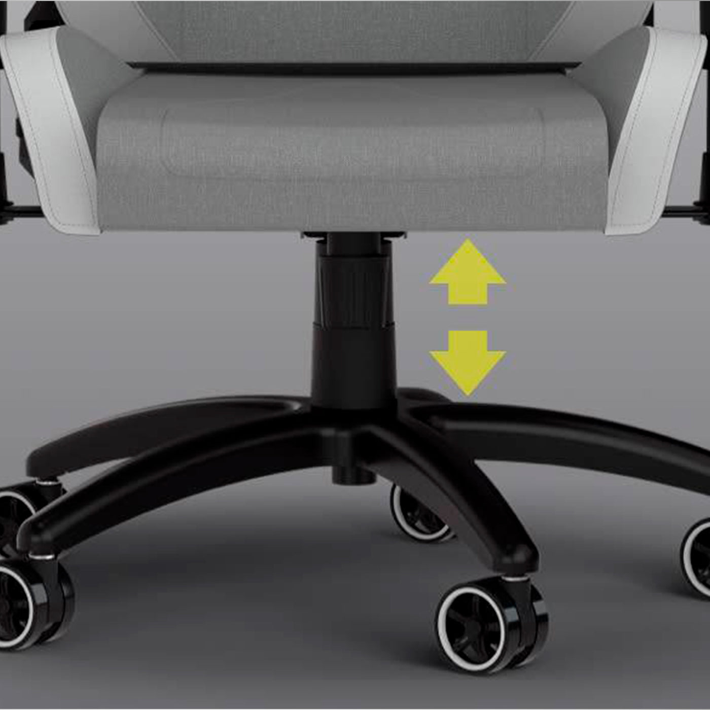 Combo 5 CORSAIR TC200 - Estrella de acero + tubo de gas clase 4 + ruedas de 75 mm + base de asiento + reposabrazos 4D + cojín cervical viscoelástico - Achorao