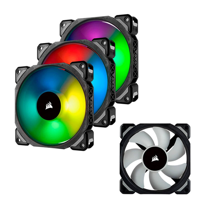 Fan Corsair ML120 Pro RGB Led, 12 cm, 1600 RPM, 13.2 VDC, 4 pines, PWM Control. (x3) - Achorao