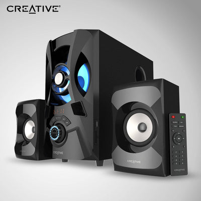 Parlante Creative E2900 2.1 60W/120W  BT/ FM/ USB/ SD/ 3.5MM 220V Luz Led - Achorao