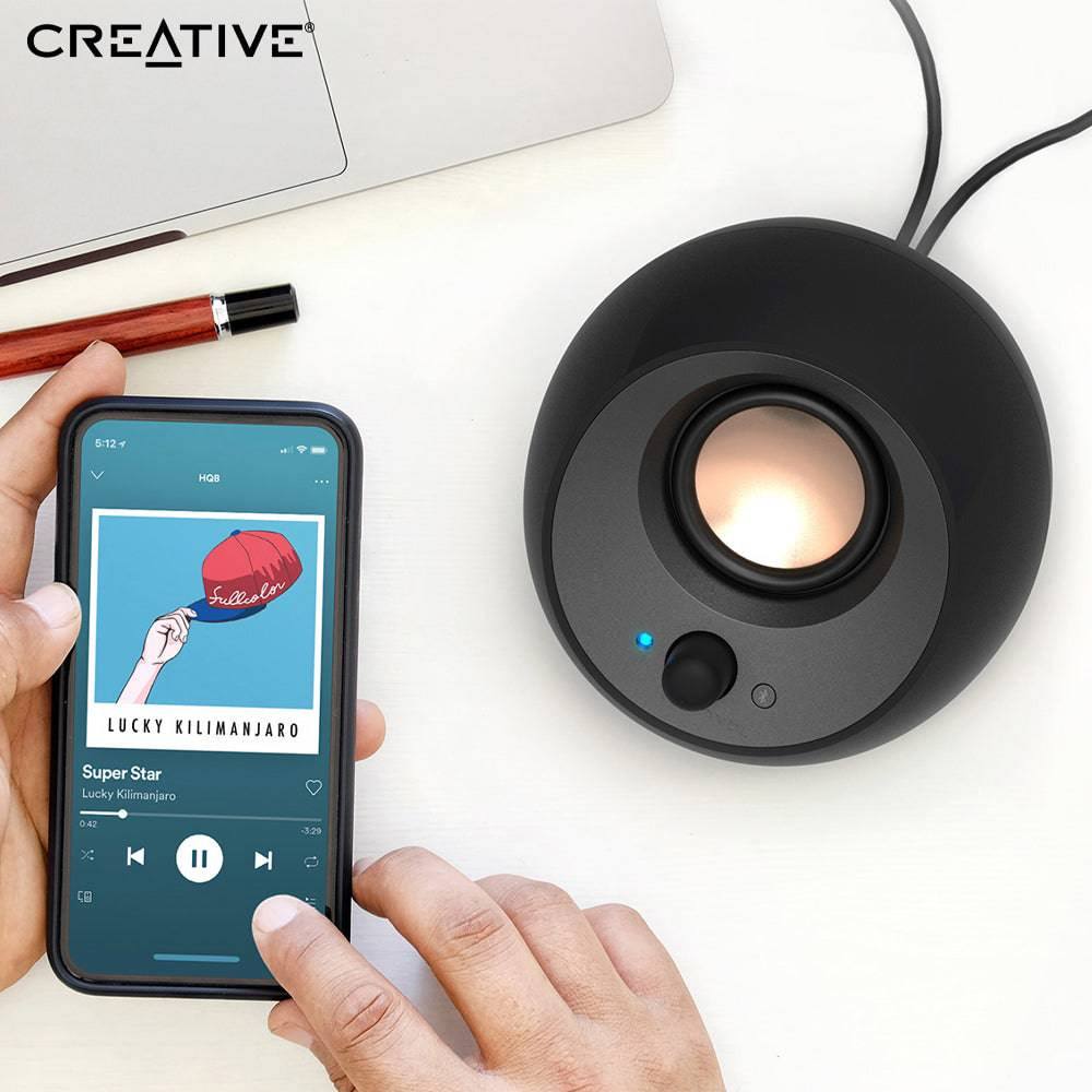 Parlante Creative Pebble V3  2.0  8W/16W BT/3.5MM USB-C-POWER/AUDIO - Achorao