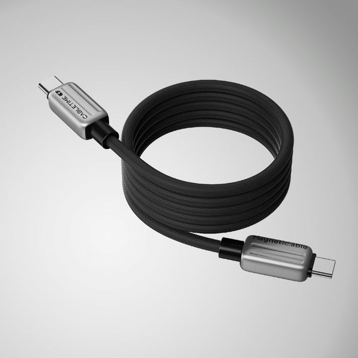 Cable USB-C Magnético Auto-Enrollable CABLETIME CU08H | Carga Ultra PD 240W, Negro