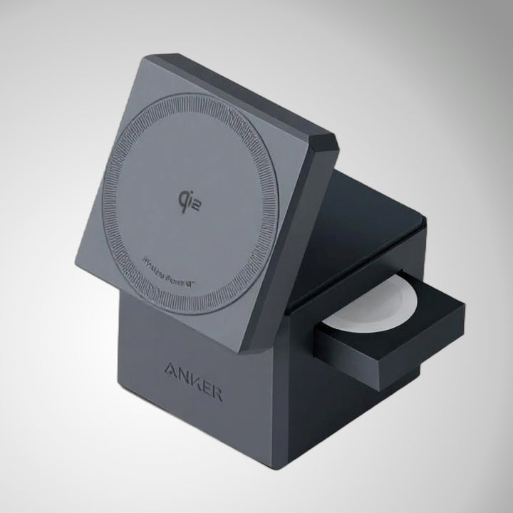 Estación de carga inalámbrica Anker 3 en 1 Cubo con Magsafe Qi2, color Gray