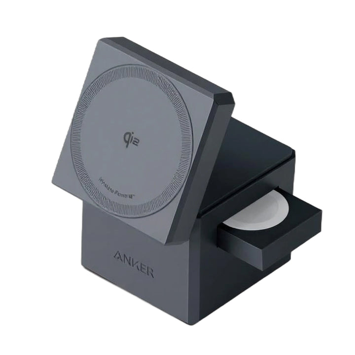 Estación de carga inalámbrica Anker 3 en 1 Cubo con Magsafe Qi2, color Gray