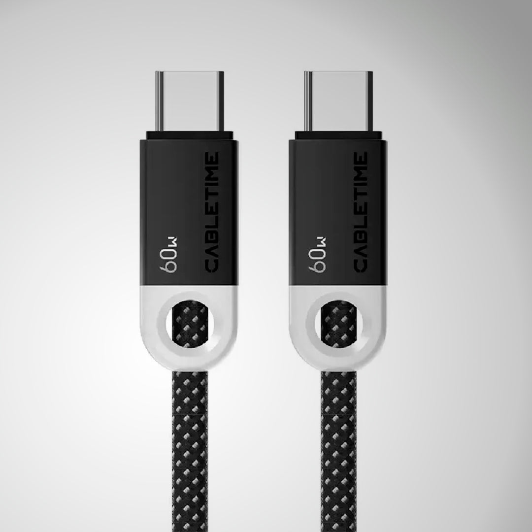 Cable USB-C a USB-C Trenzado CABLETIME CUP4H | Carga Rápida 60W, 1 Metro, Negro