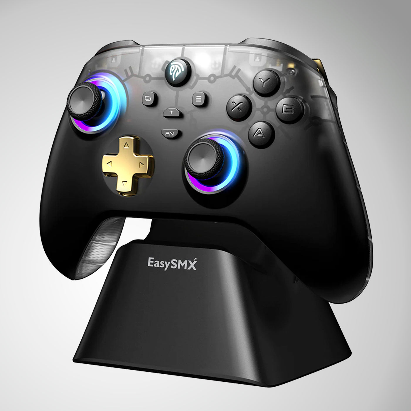 Mando Inalámbrico EasySMX D05 Black, Wifi, BT, con base de carga, RGB - Achorao