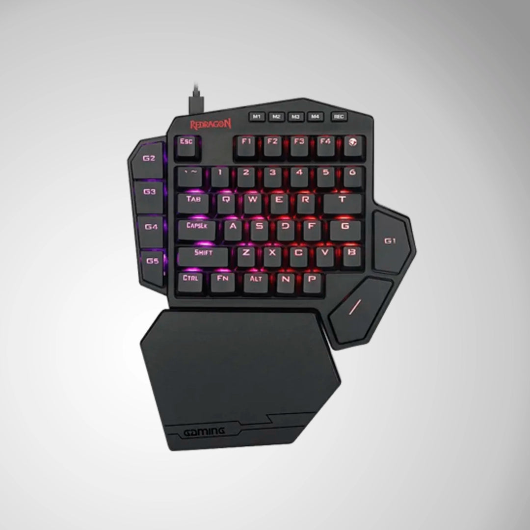 Teclado mecánico a una mano Redragon DITI K585RGB con switches Brown, retroiluminación RGB y cable USB