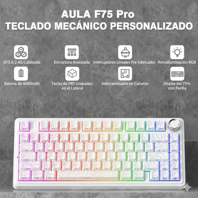 Teclado Aula F75 RGB Inalambrico Ingles - Star Vector Switch - Achorao