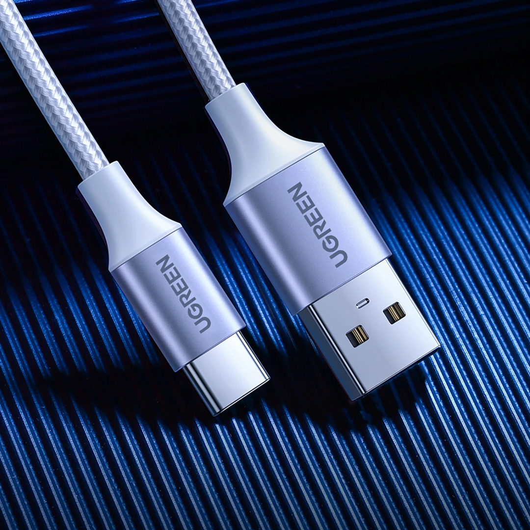 Cable USB-A a USB-C UGREEN Trenzado Blanco, Carga Segura, Modelo US288, PN 60131