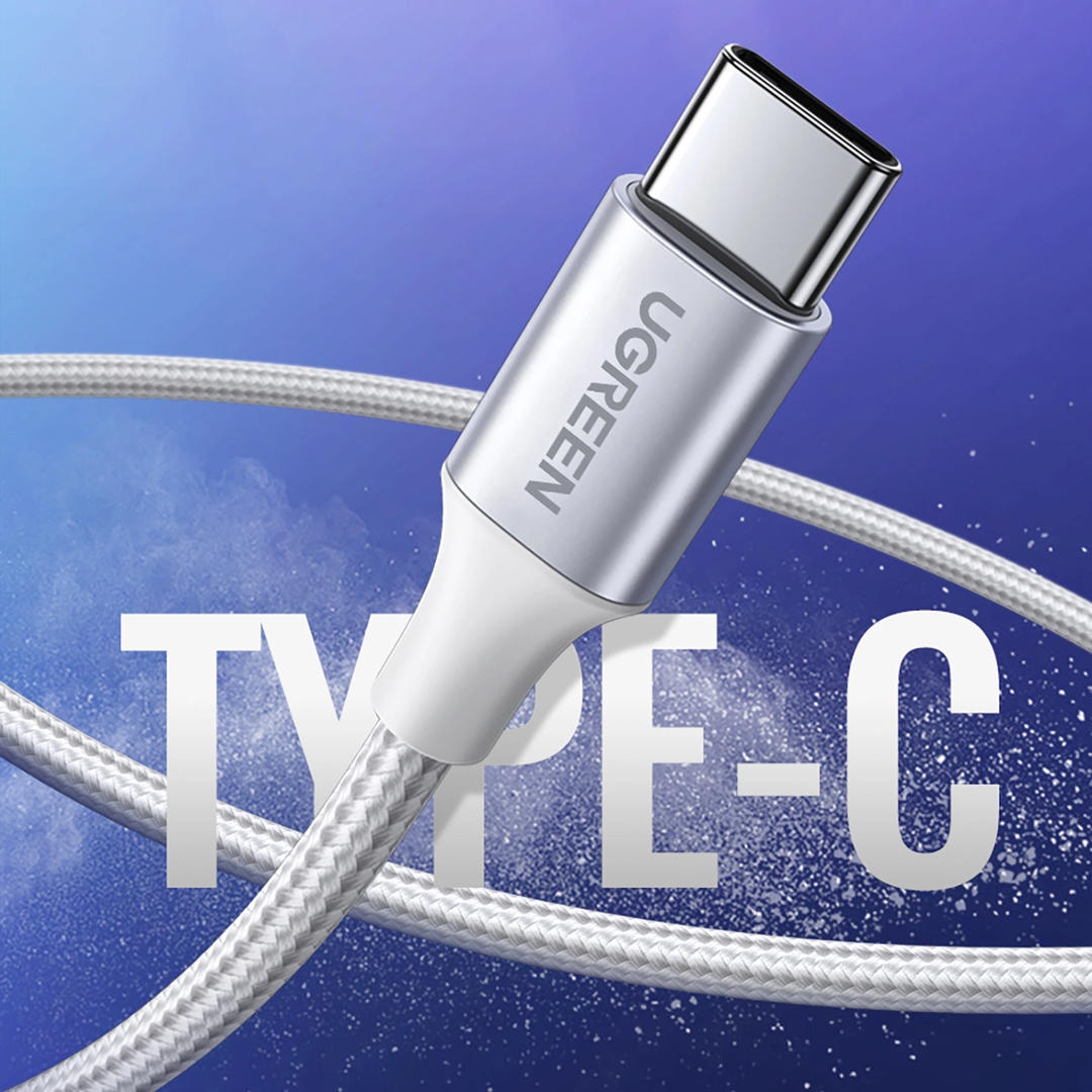 Cable USB-A a USB-C UGREEN Trenzado Blanco, Carga Segura, Modelo US288, PN 60131