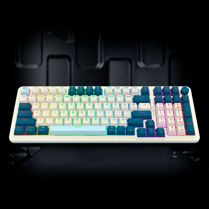 Teclado Gamer Mecánico Redragon EISA K686 Pro, Inalámbrico, RGB, Color Blanco/Azul, DEMO - Achorao