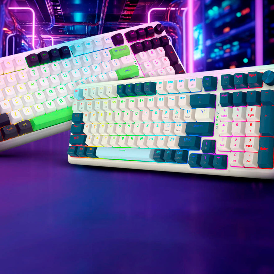 Teclado Gamer Mecánico Redragon EISA K686 Pro, Inalámbrico, RGB, Color Blanco/Azul, DEMO - Achorao