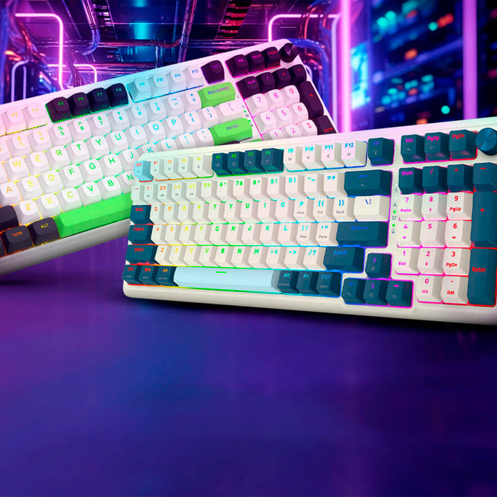 Teclado Gamer Mecánico Redragon EISA K686 Pro, Inalámbrico, RGB, Color Blanco/Azul, DEMO - Achorao
